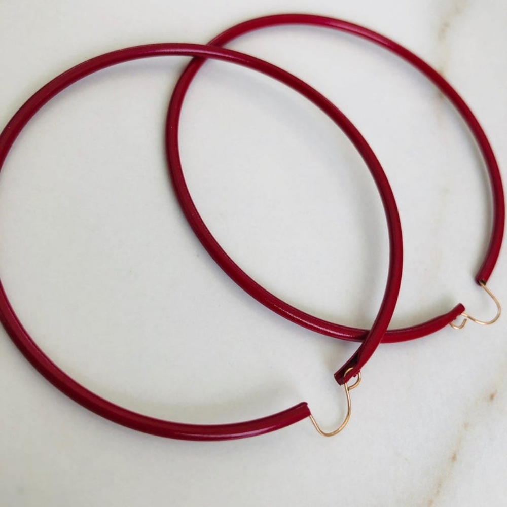 Vintage Red Skinny Hoops